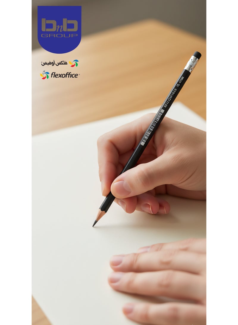 FLEXOFFICE FOR-GP010 72-pcs wooden pencil set: 12 pencils/box (set), 6 boxes. A writing and drawing tool for students, suitable for exams, school, office, and home drawing. - Image 3